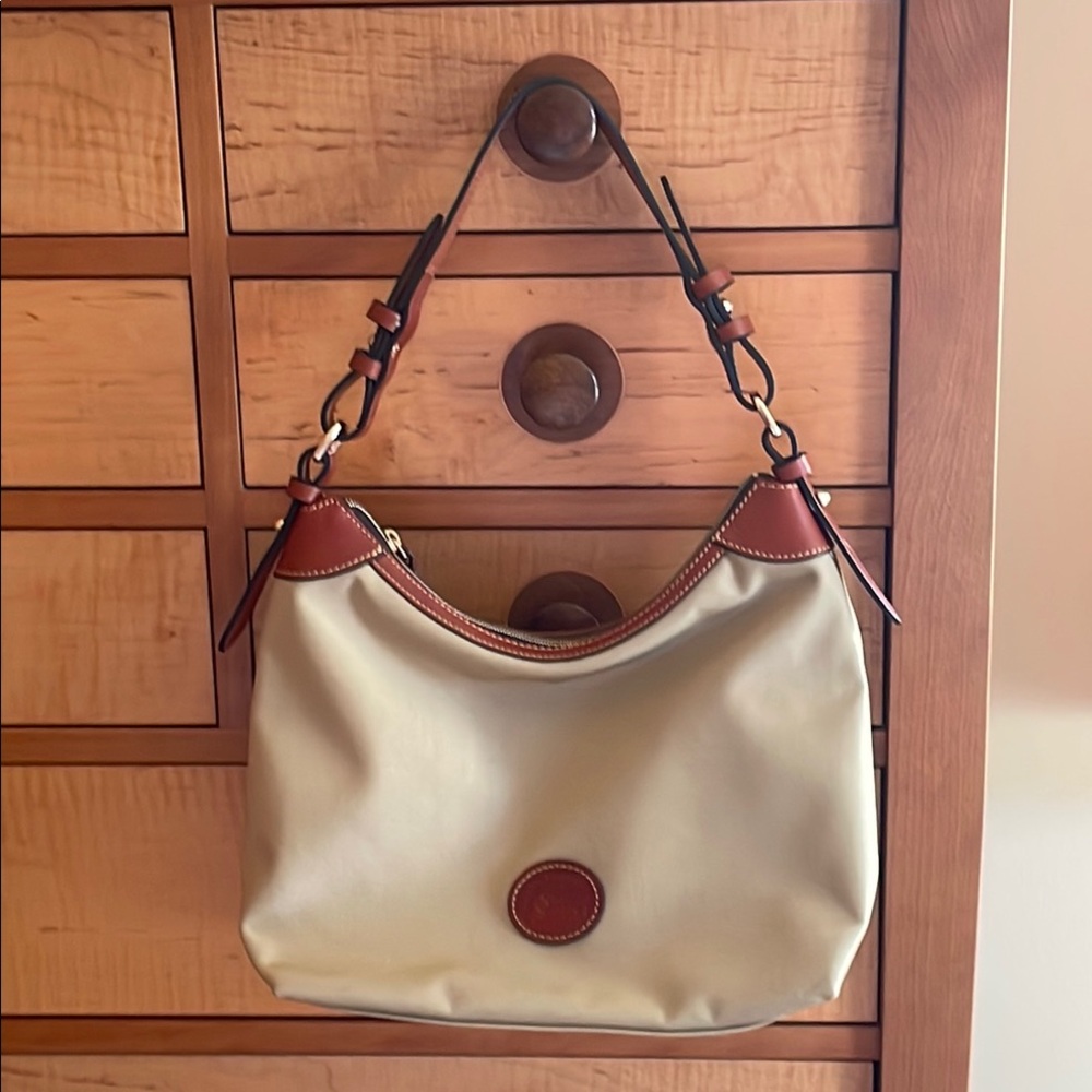 Used once Cream and Brown Handbag from Dooney and Bourke
